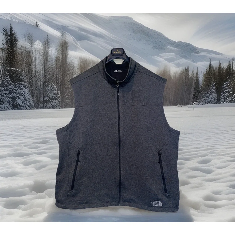 The North Face Windwall Vest Men 3XL Gray Heather Full Zip Pockets Hiking Preppy